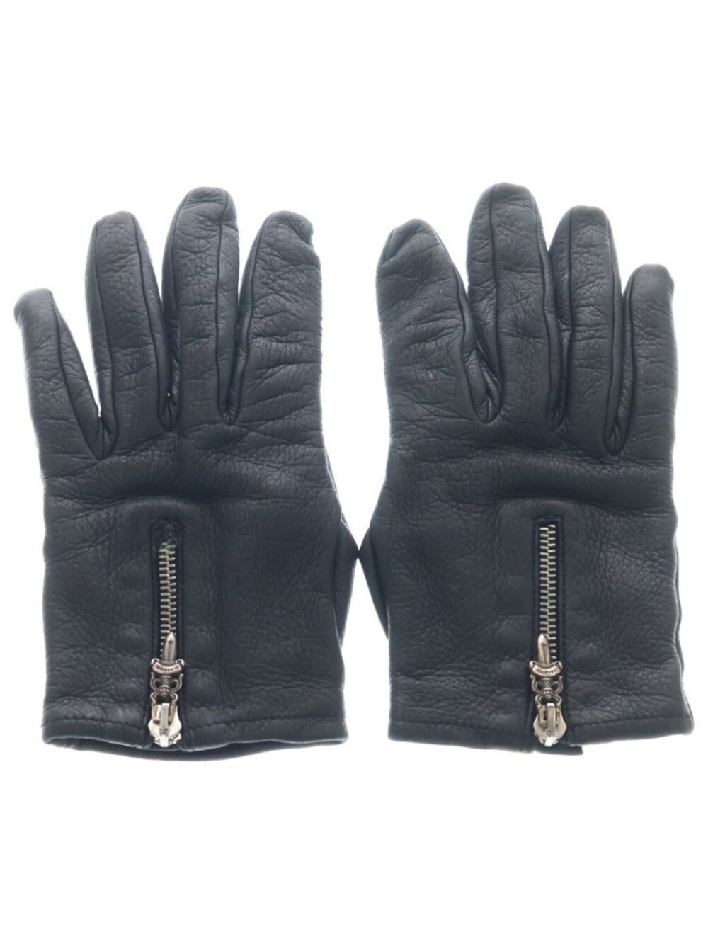 Chrome Hearts Dagger Zip Grove Zip Gloves Lining Cashmere Leather Black